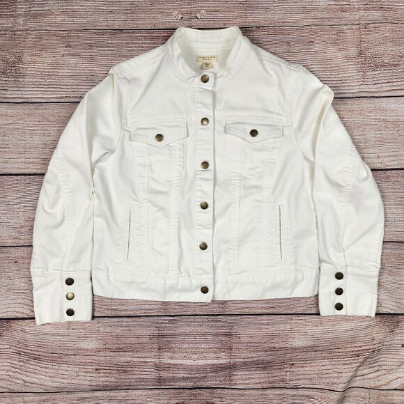 Coldwater Creek White Denim Jean Jacket Womens Size 12 - Picture 1 of 4
